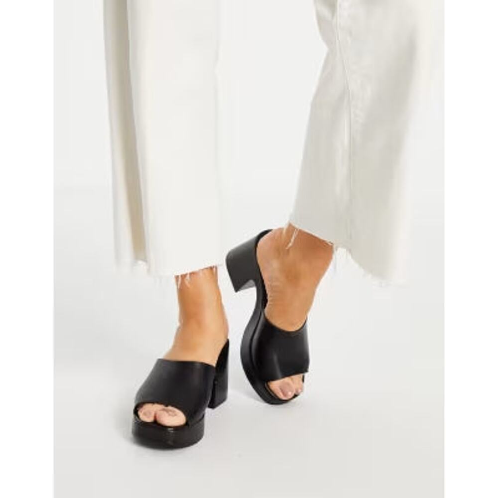 Asos Design Harper Heeled Mules In Black - US 7